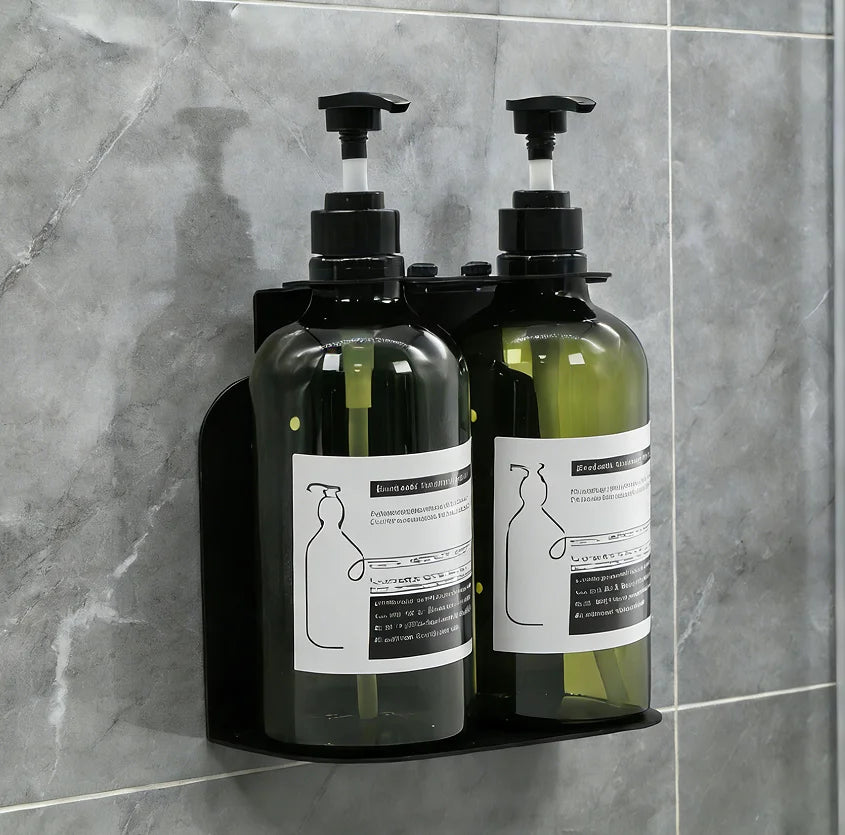 Large Capacity 32oz Green Color Soap Dispenser Shampoo Shower Gel Double Dispenser for Soap with Stainless Steel Holder