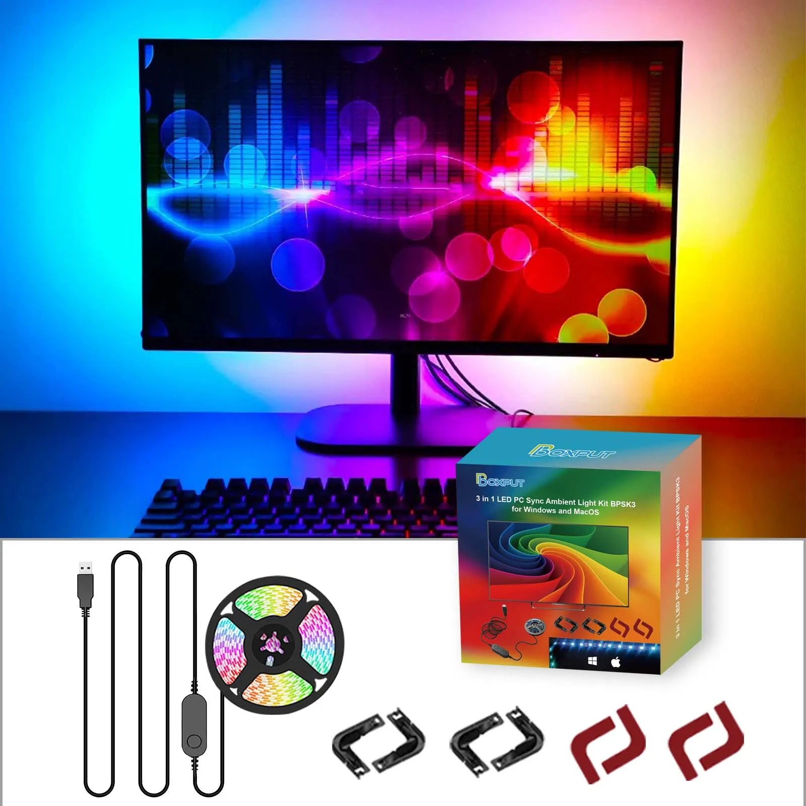BPSK3 Smart Ambient TV Lighting PC Display Sync LED Strip Monitor Backlight DIY Atmosphere Light Ramadan Decor Lamp Game Holiday