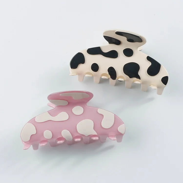 Yiwu Wholesale Women Shark Clip Pink Leapord PVC Hair Claws Custom Color Grab Hairclip Jaw Clips for Girls