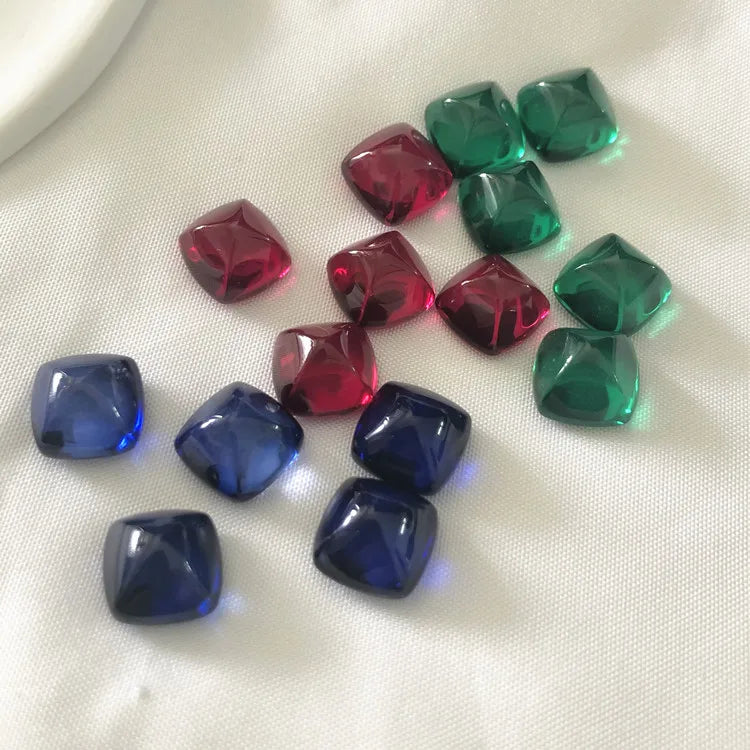 Roomy Loose Gemstone for Jewelry Making square Ruby Sugar Loaf Cabochon Cut Green Gems Blue Sapphire Stone