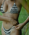 Custom Women's Floral Print Patchwork Triangle String Thong Micro Bikini Set Eco-Friendly Quick Dry 2 Piece Scoop Neck