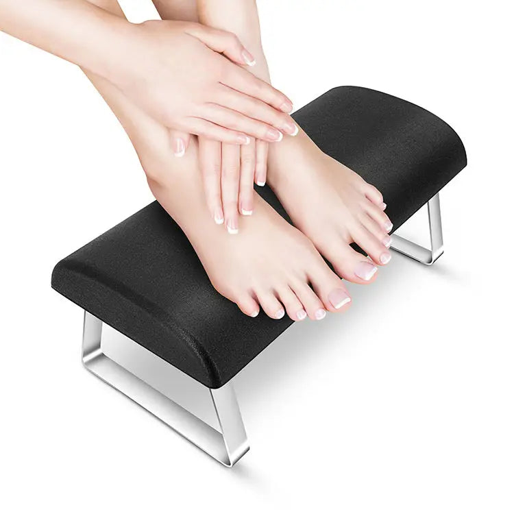 PU Self-Skinning Sponge Desk Foot Rest Footstool Leg Holder Support for Manicure Care Professional Salon/Office Use Black