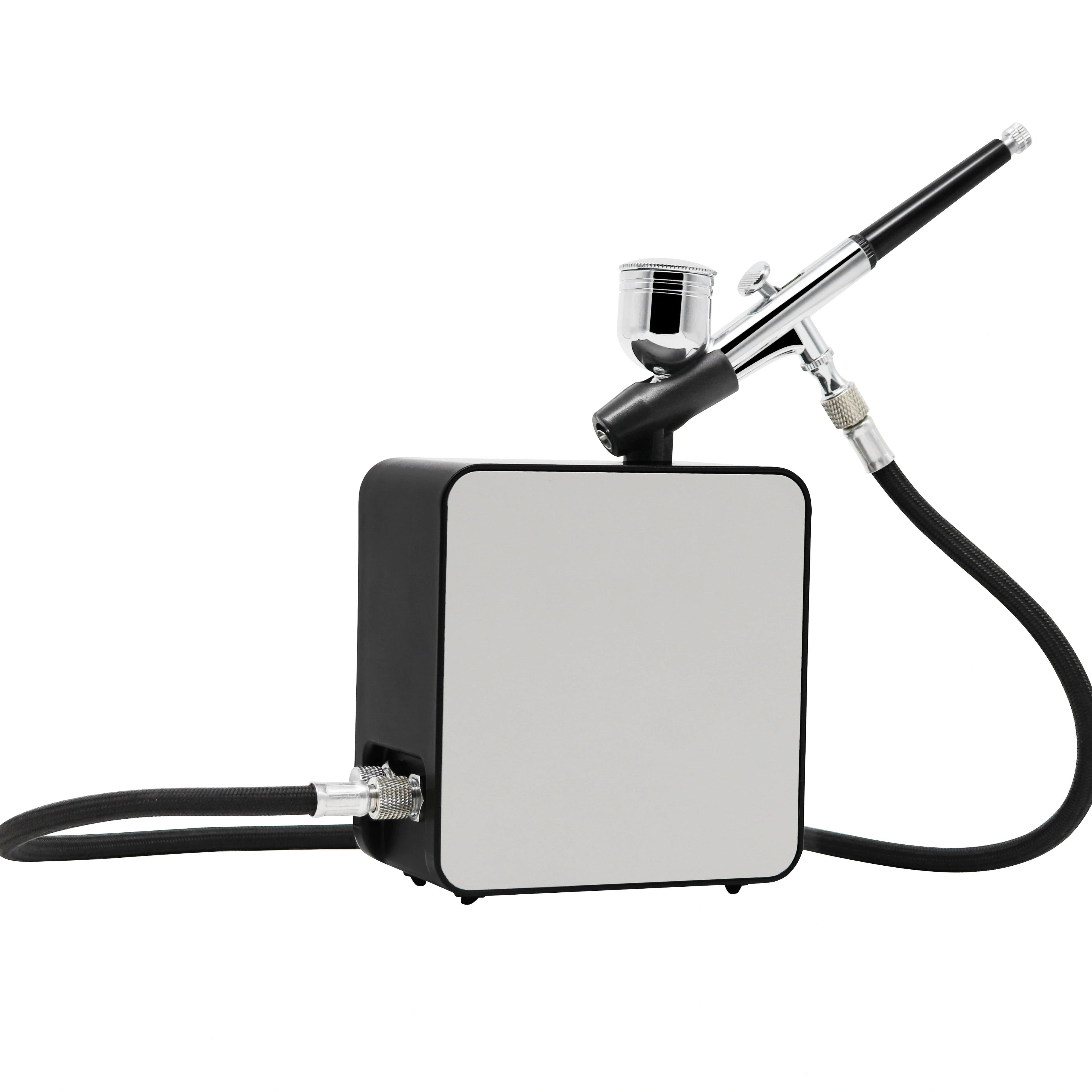 12V Portable Airbrush Compressor Kit with 0.3mm Airbrush 1.8m Hose Holder with Complete Mobile Kit for Model Nail & Cake Art