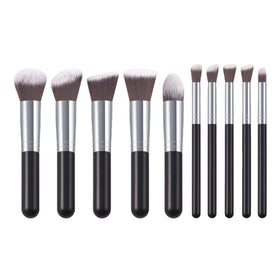 Hot Selling Black Pink Purple Brown White ABS 10pcs Profesional Makeup Brush Set Travel Blending Cheap Makeup Brush Sets