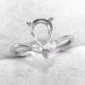 Semi Mount 7*9mm Sterling Silver Ring Pear Shape Empty Blank Support Claws Setting S925 Base Without Center Stone for DIY Inlay