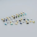 Wholesale Mini 18K Gold Plated Stud Earrings Dainty 925 Sterling Sliver Green Red Blue Zircon Stud Earring