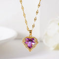 Yiwu DAICY Fashion Dainty Heart of the Ocean Necklace Stainless Steel Colorful Diamond Heart Necklace for Birthday Gifts for Her