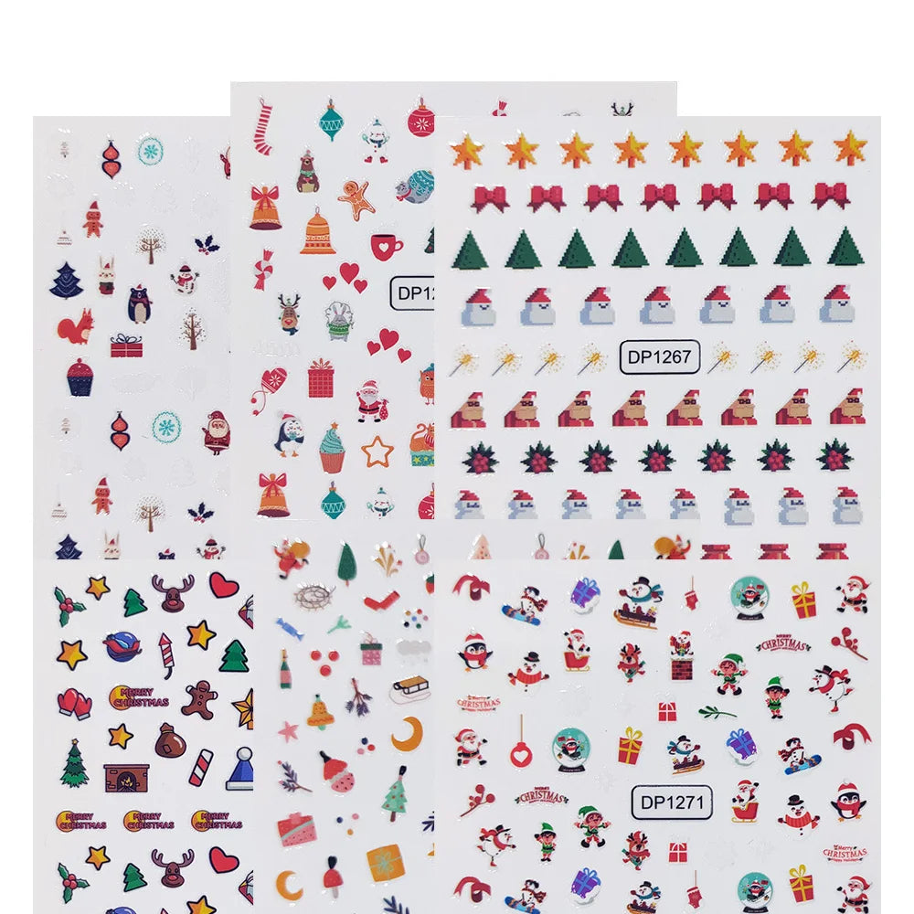 Five & Ten GMPC/Sedex/ISO/EUDR Wholesale Christmas Tree Snowman Nail Art Sticker DIY Printing Decal Paper Nails Accessories