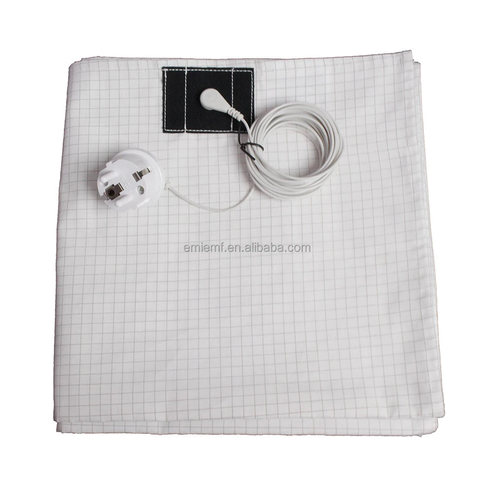Pure Silver Fiber+400 Thread Count Organic Cotton Grounding Sheet Queen Size with Grounding Cord