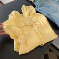 Boutique Wholesale 2025 Summer New Fashionable V-neck Long Sleeved Sweet Temperament Women's Shirt MegaBDM