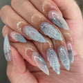 Fashionable Long Stiletto Press on Nail Almond Artificial Fingernails Tips Set Full Cover False Nails Art Tips DIY