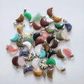 Healing Crystal Clear Rose Quartz Moon Pendant Natural Black Gem Stone Moon Shape Charm Pendant for DIY Jewelry Making