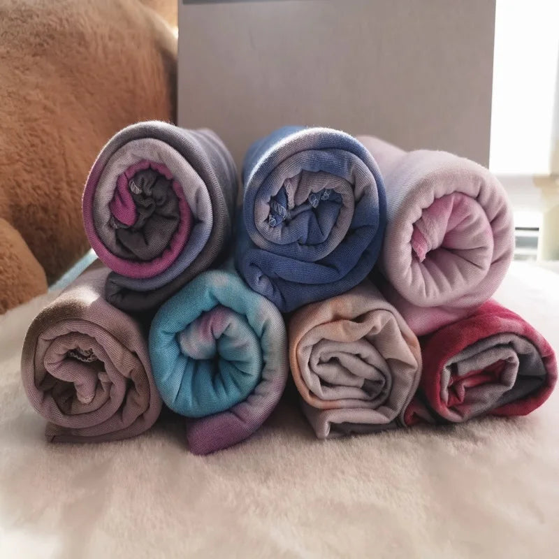 Factory Direct Sale Soft Woman Hijabs Elastic Mercerized Cotton Modal Tie-dye Cotton Jersey Shawl Scarf Cotton Jersey Hijabs