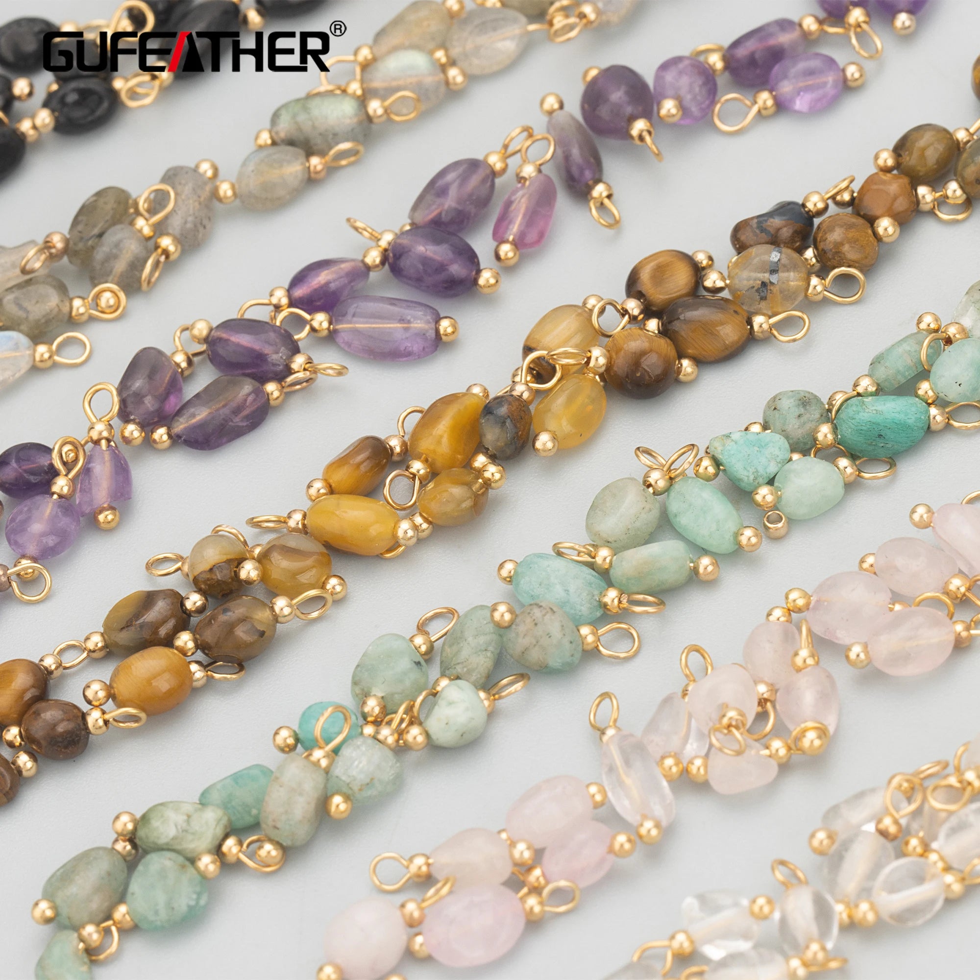 C324S  20pcs/lotWholesale Jewelry Accessories18k Gold PlatedCopperNatural StoneHand MadeCharmdiy PendantsMaking Findings