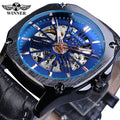 Luxury Mechanical Automatic Winner Watch Classic square Skeleton Wristwatches Men's Waterproof Leather Belt Bracelet Men Watches