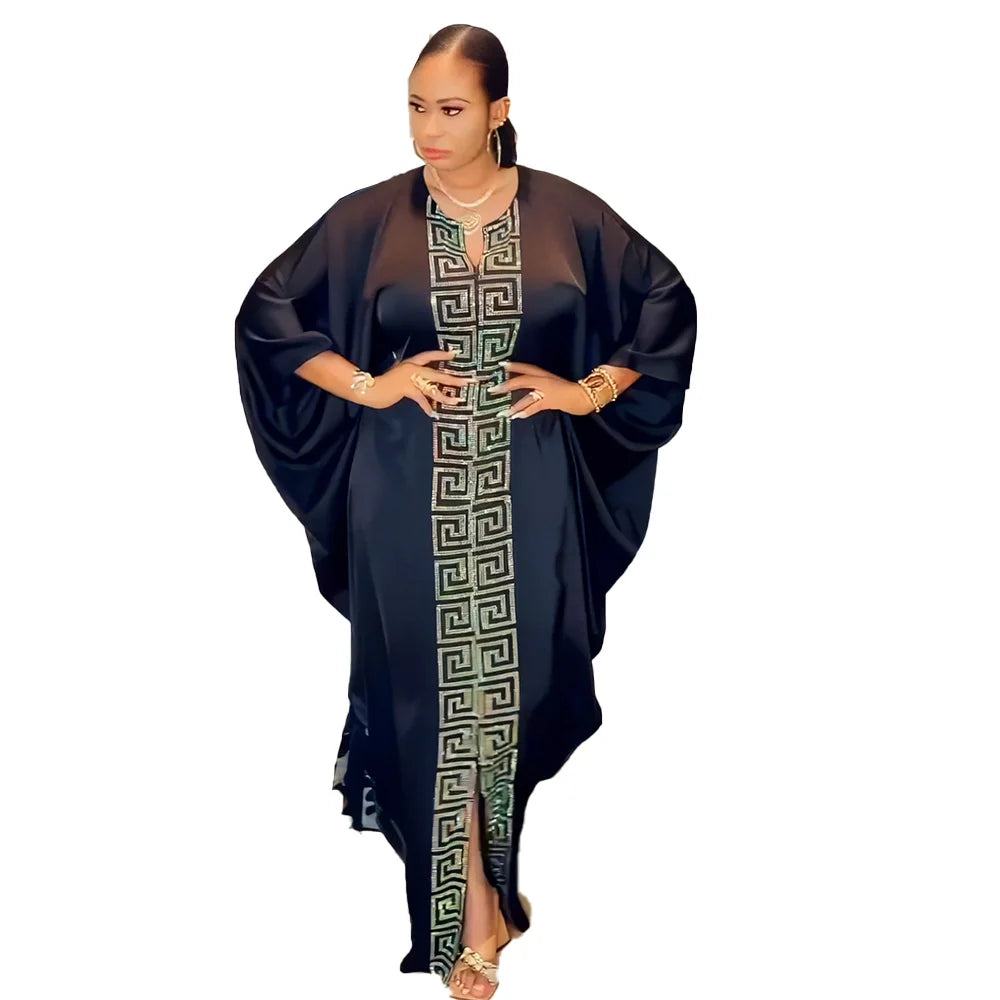 Factory Direct Sale Wholesale Clothing South Africa Rhinestone African Dress Styles Rayon Ankara Dress African