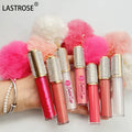 Private Label Luxury Vegan Glossy Glitter Matte Nude Brown Clear Pink Liquid Lipstick Diamond Pompom Fur Ball Keychain Lipgloss