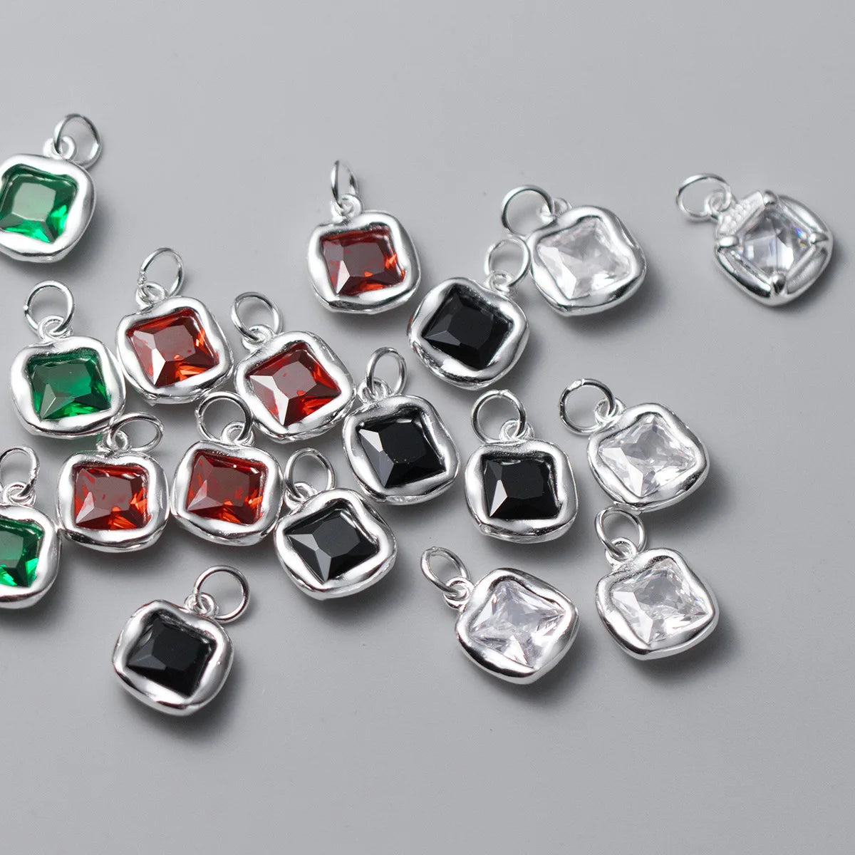 S925 Plata Cuatro Patas Cuadradas Con Circonitas Pulsera Collar Colgante Accesorios Jewelry