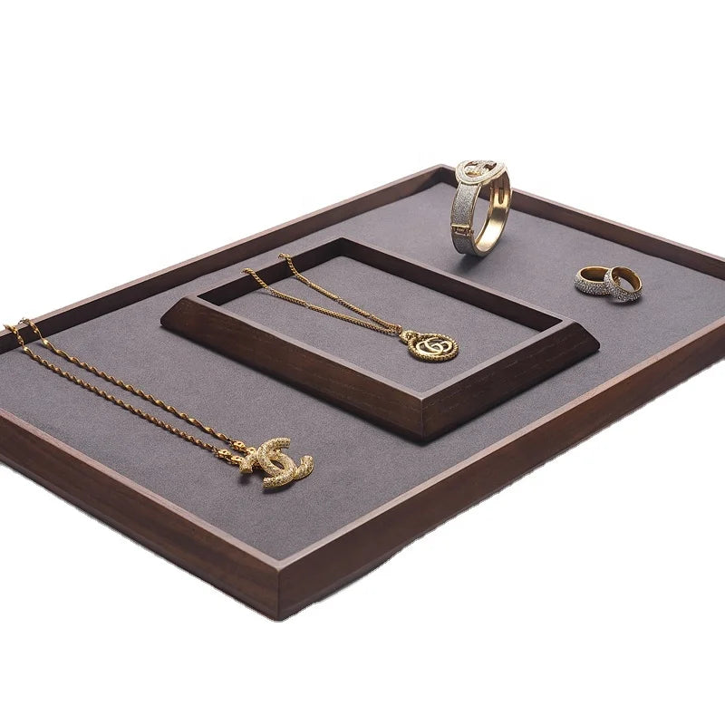 Digu Solid Wood Jewelry Plate Ring Necklace Bracelet Storage Plate Jade Artifacts Display Tray Look Pallets Jewelry Rack