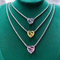 Hot Sale Luxury Women Iced Out Jewelry Diamond Cz Tennis Link Chain 925 Silver Heart Tennis Chain Necklace