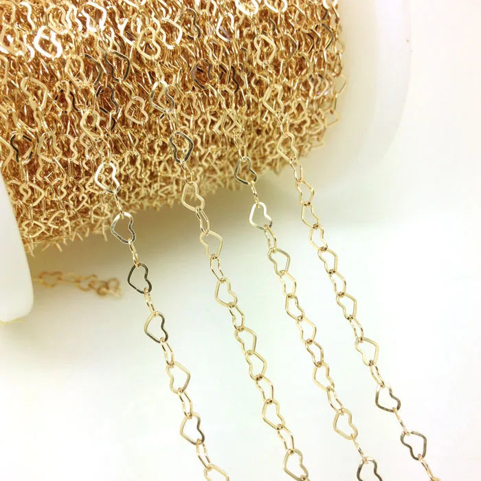 Wholesale 925 Silver Flat Heart Links Chain 14K Gold Filled Premium Jewelry Making Findings