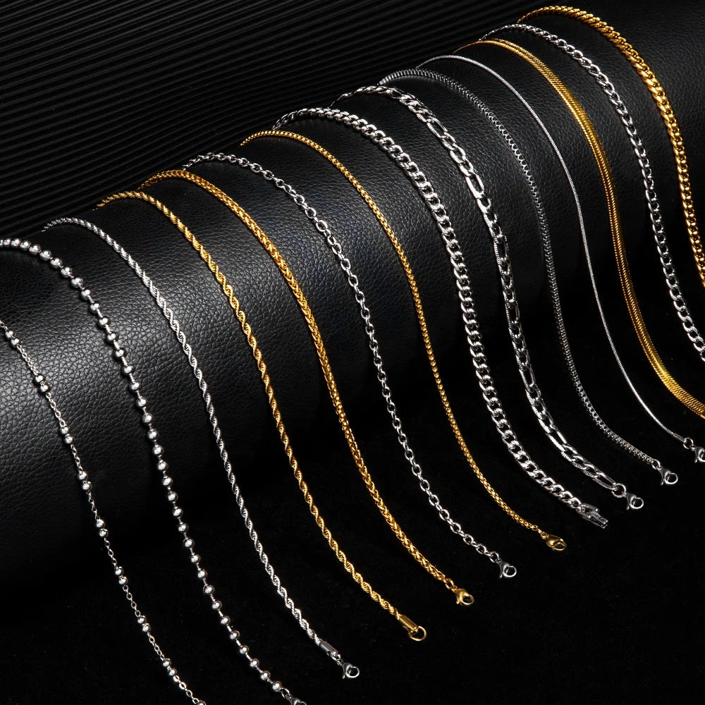 VAF Rope Figaro Box Bamboo Link Necklace Chunky Long Dicke Halskette Choker Gargantilla Larga Thick Chain Necklace