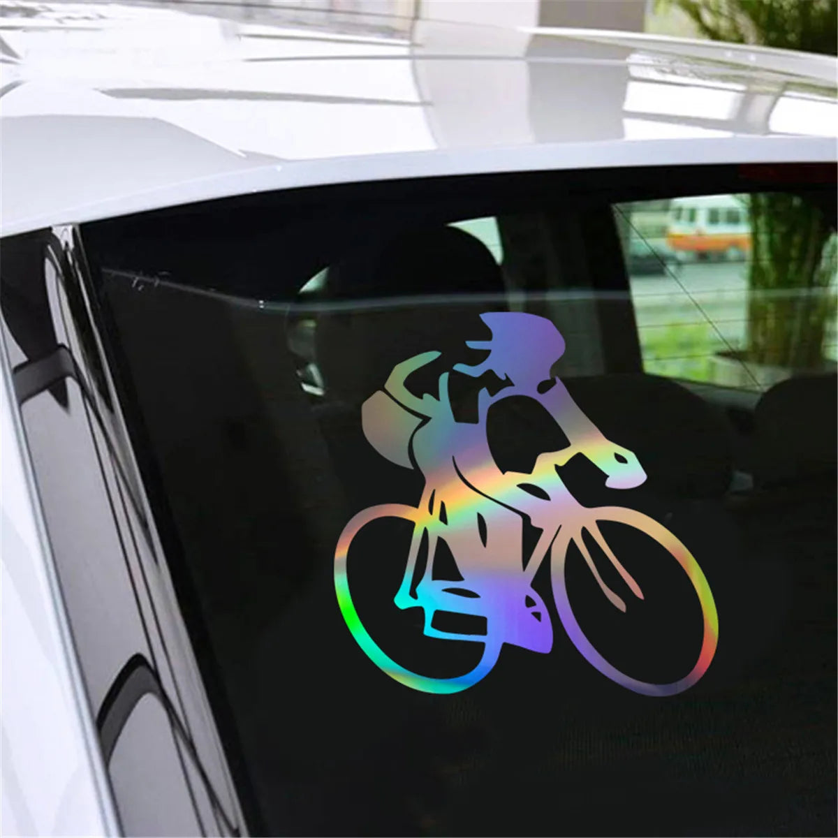 Athletes Bicycle Exercise Decal Car Truck Window Bumper Window Wall Laser Sticker Decor Gift Die Cut Decals Laptop Window Glass