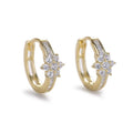 Hoop Earrings 925 Sterling Silver Gold Plated Inlay Cubic Zirconia Flower Round Earring for Lady  Not Prone to Allergies