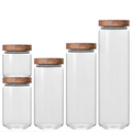 Elegant Acacia Wood Lid Borosilicate Glass Jar Elegant Storage Bottles & Jars
