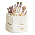 360 Degrees Rotating Makeup Brush Holder with Drawer Makeup Organizer Countertop Skincare Storage for Vanity Desktop Bathroom