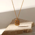 Geometric Transparent Zircon Necklace Stainless Steel Hand Print Necklace Geometric Clear Zircon Hand Oval Pendant Necklace