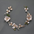 SLBRIDAL Ins Style Charm Alloy Flower Crystal Rhinestone Pearl Bridal Headband Wedding Headdress Hair Accessories Women Jewelry
