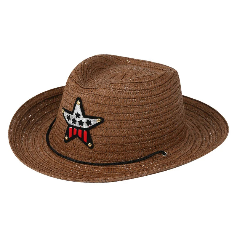 Kids Durable Straw Reshapeable Fun Dress-Up Play Western Cowboy Straw Cowboy Hat