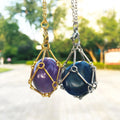 DIY Interchangeable Healing Protection Crystal Stone Necklace Personalized Gemstone Holder Pendant Necklace
