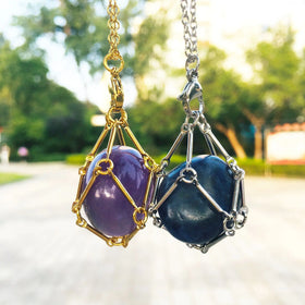 DIY Interchangeable Healing Protection Crystal Stone Necklace Personalized Gemstone Holder Pendant Necklace