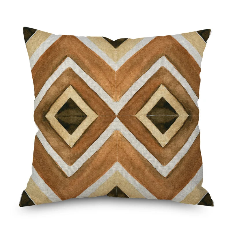 Wholesale Customized Square Linen Wood Grain Geometric Digital Printing Pillowcase Cushion Cushion Pillowcase