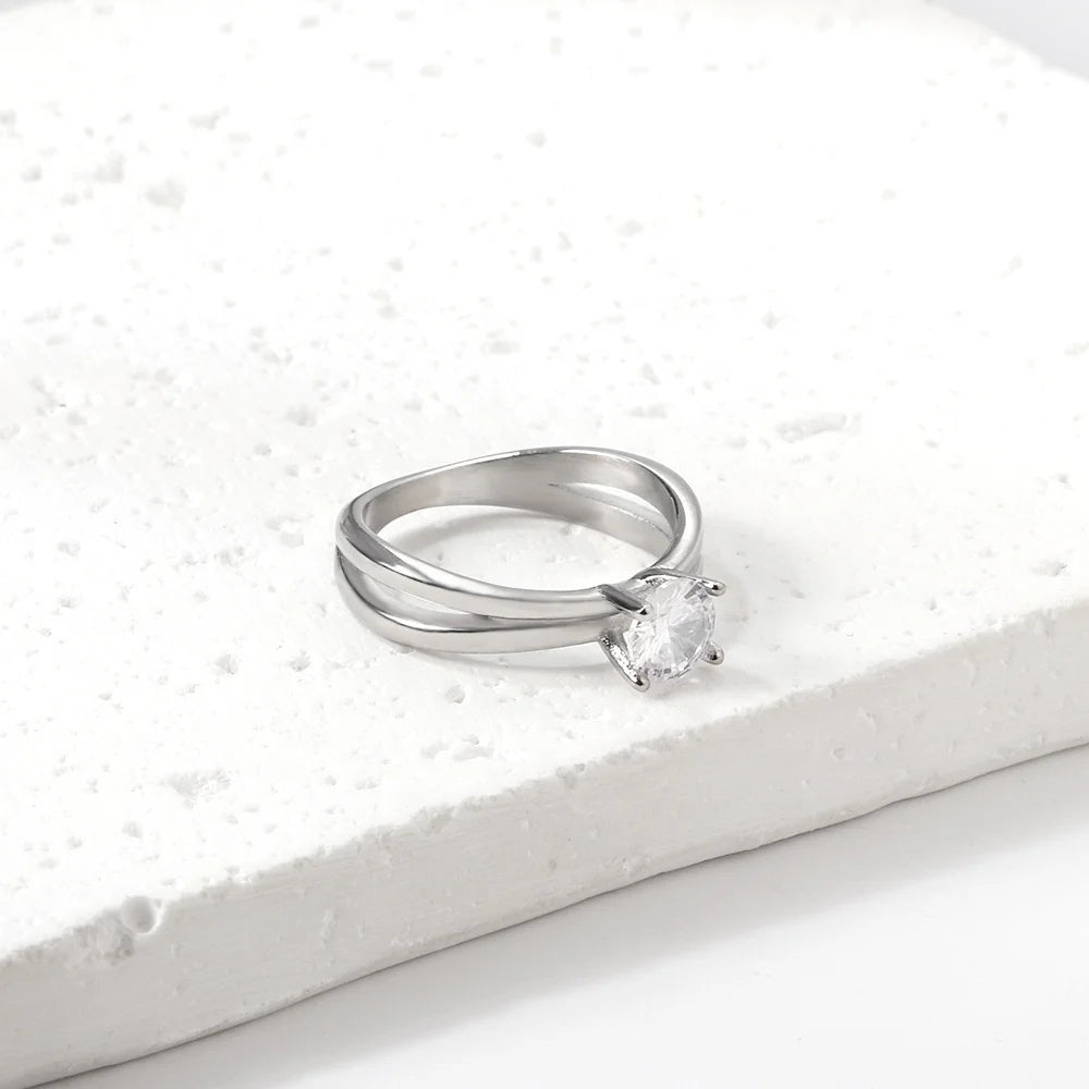 Fashion Jewelry Stainless Steel Ring  Silver Plated Engagement & Wedding Rings for Women & Man