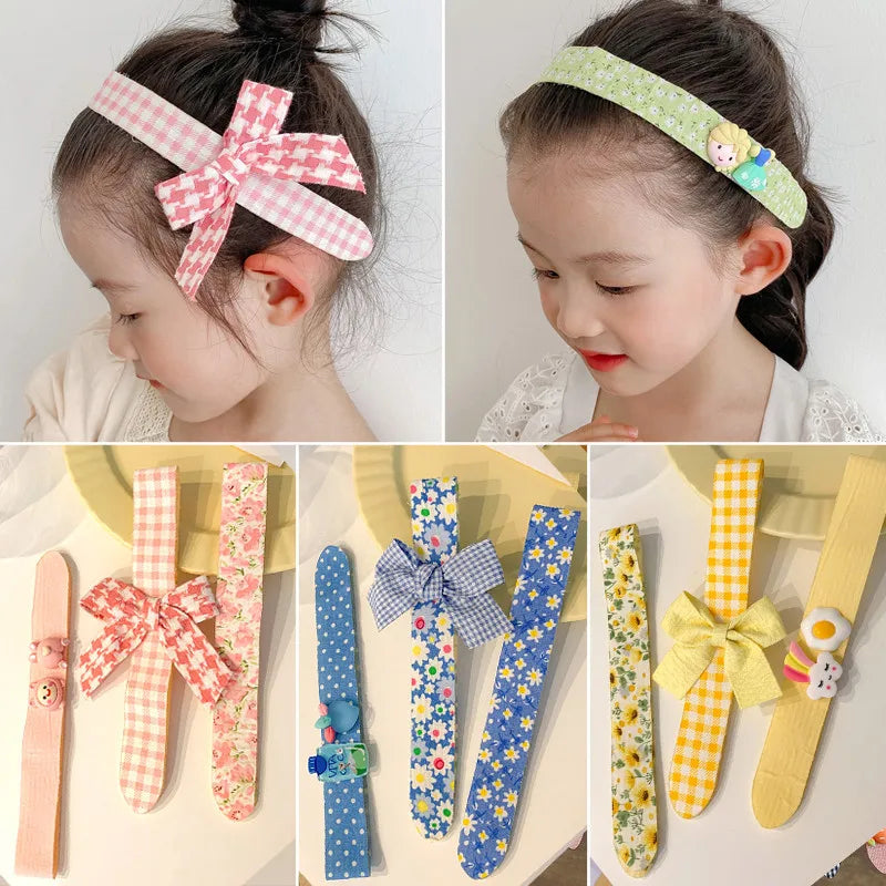3pcs/Set Sweet Bow Velcro Hair Hoop Lovely Summer Hair Bands Magic Post Headband Fashion Headwear Hair Accessories for Girls