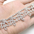Silver Plated Rhinestone Leaf Applicator Chain for Carnival Dress Decoration Crystal Trimming