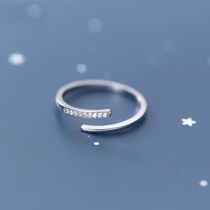 New Cute Design 925 Sterling Silver CZ Pave Thin Finger Ring S925 Women J3616