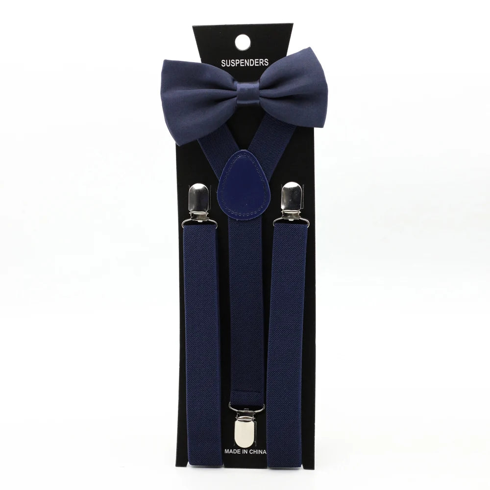 Handmade Party Wedding Suspenders Set for Men Matching Bow Tie