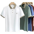 Made Quality Men's Summer Polyester Spandex  Short Sleeved Solid Color Casual Embroidered Polo T-shirt Simple Top