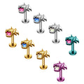 Wholesale Titanium ASTM F136 Earlobe Bat Shape Stud CZ Inlay Labret Internal Thread 16G Lip Nail Tragus Body Piercing Jewelry