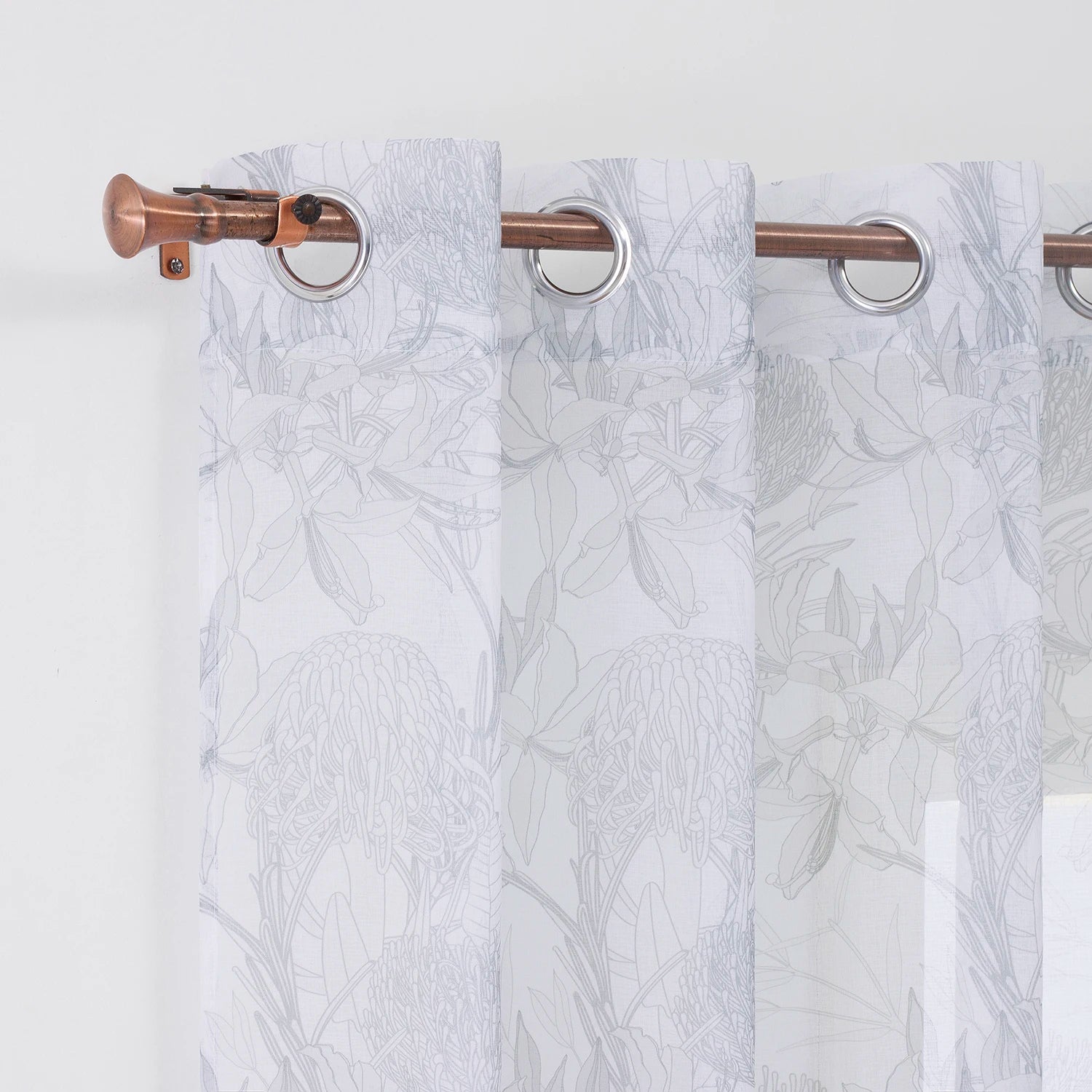 Custom Floral Pattern Living Room Decor Sheer Tulle Curtains Paper Printing Drapes for Home Window Window Valances