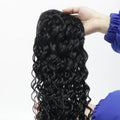 INICE 12A Human Hair Ponytail Extension Long Water Wave Clip in Drawstring Ponytail Natural Black Brazilian Remy Hair for Women