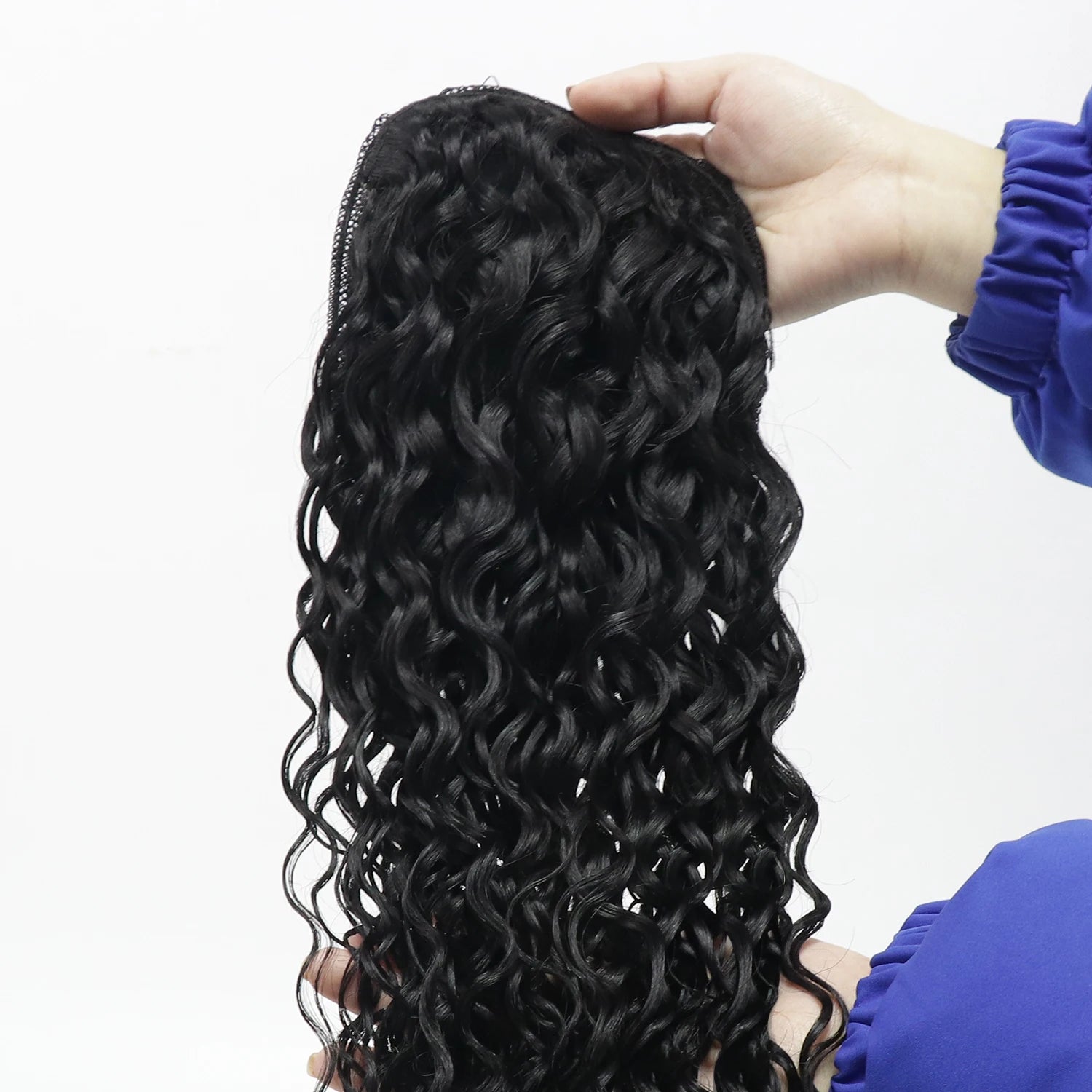 INICE 12A Human Hair Ponytail Extension Long Water Wave Clip in Drawstring Ponytail Natural Black Brazilian Remy Hair for Women