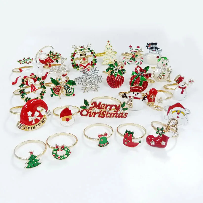 Christmas Metal Napkin Rings Elk Wreath Christmas Tree Snowflake Napkin Ring Napkin Button Table Decoration