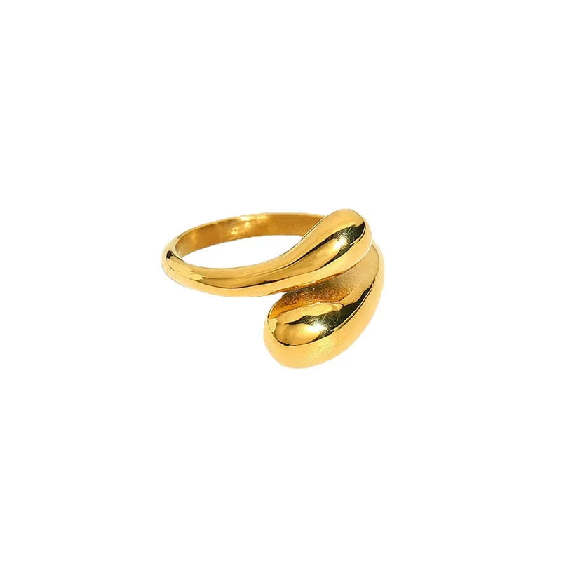 18k Gold Plated Stainless Steel Chunky Irregular Adjustable Rings for Women Open Rings Jewelry