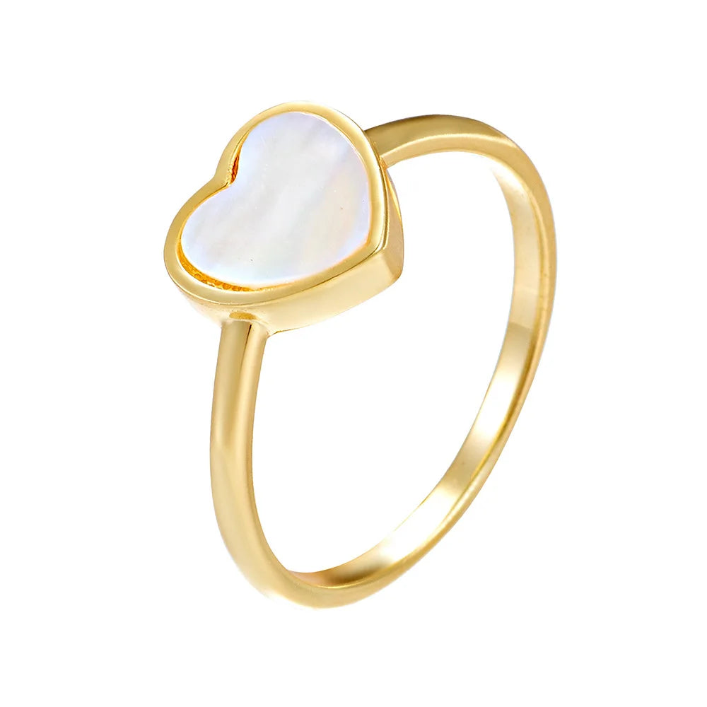 Fashion Jewelry 925 Sterling Silver Ring love Heart Shaped Shell Gold Plated Rings for Women Valentine's Day Present