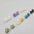 925 Sterling Silver Needle Raw Stone Earrings Multi Colors Natural Stone Gemstone Birthstone Stud Earrings for Women Lady Gift
